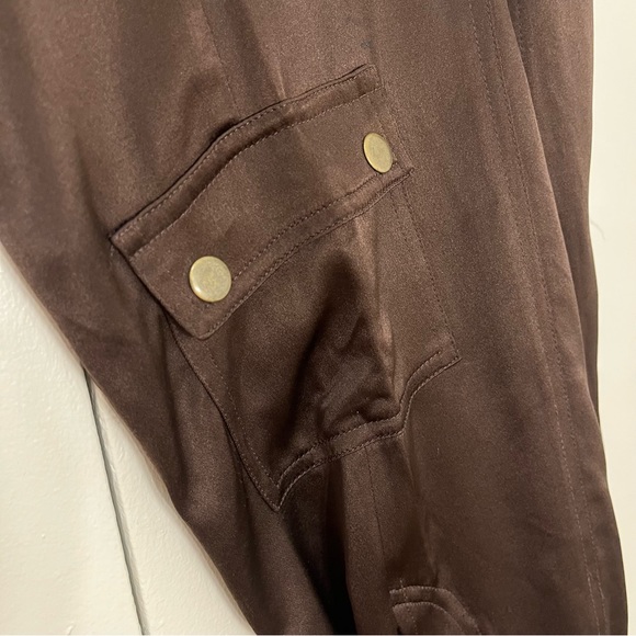Vintage Express size 6 brown silk cargo pants - Picture 4 of 8